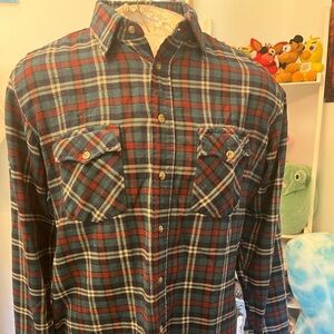 Roebucks Men’s Vintage 80’s Flanel Button Down Size Large Tall